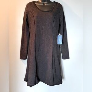 Simply Vera Women's Sz M Navy/Navy Marbled Textured Long Sleeve A-Line Dress NWT